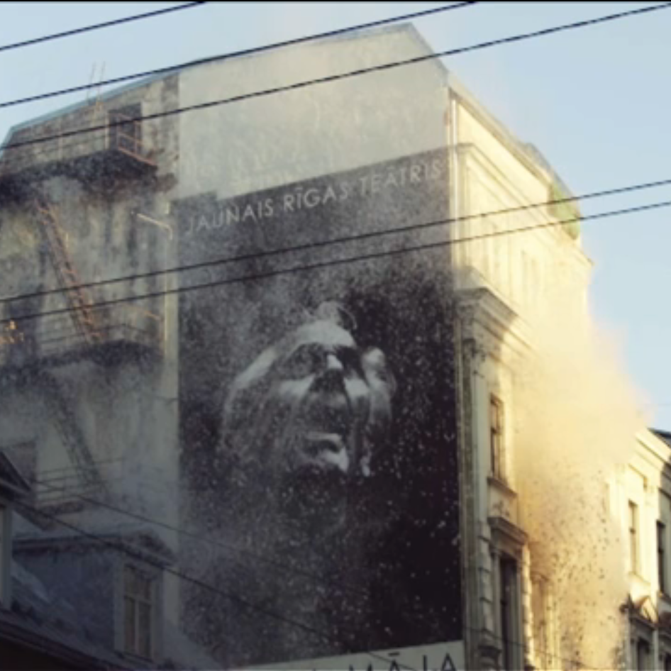 A storm comes from an enormous sack, carried to a rooftop in downtown Riga, in Latvia earlier this year by a team of merry pranksters who call themselves "Kut".