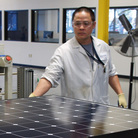 Solar panels come off the line at SunPower's solar manufacturing plant near San Jose, Calif.