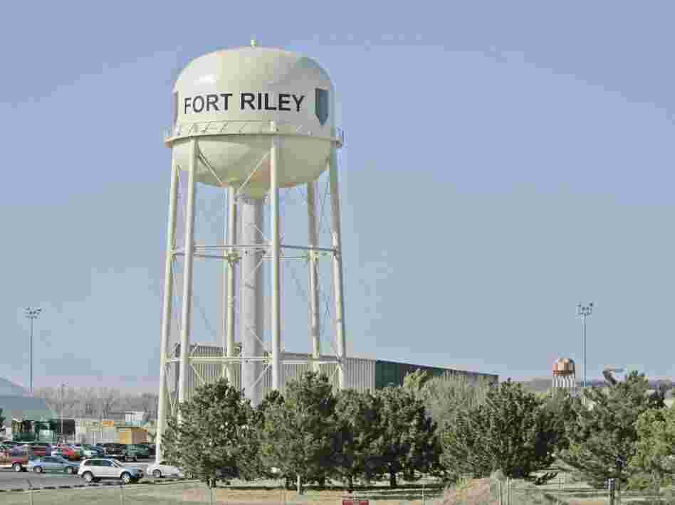 A water tower at Fort Riley, Kans.