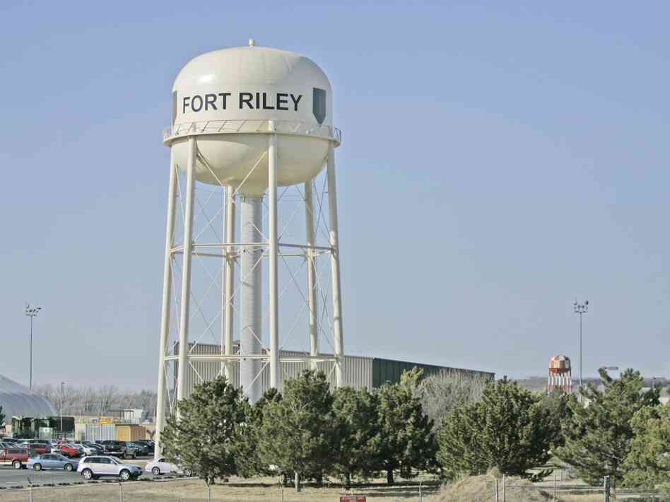 A water tower at Fort Riley, Kans.