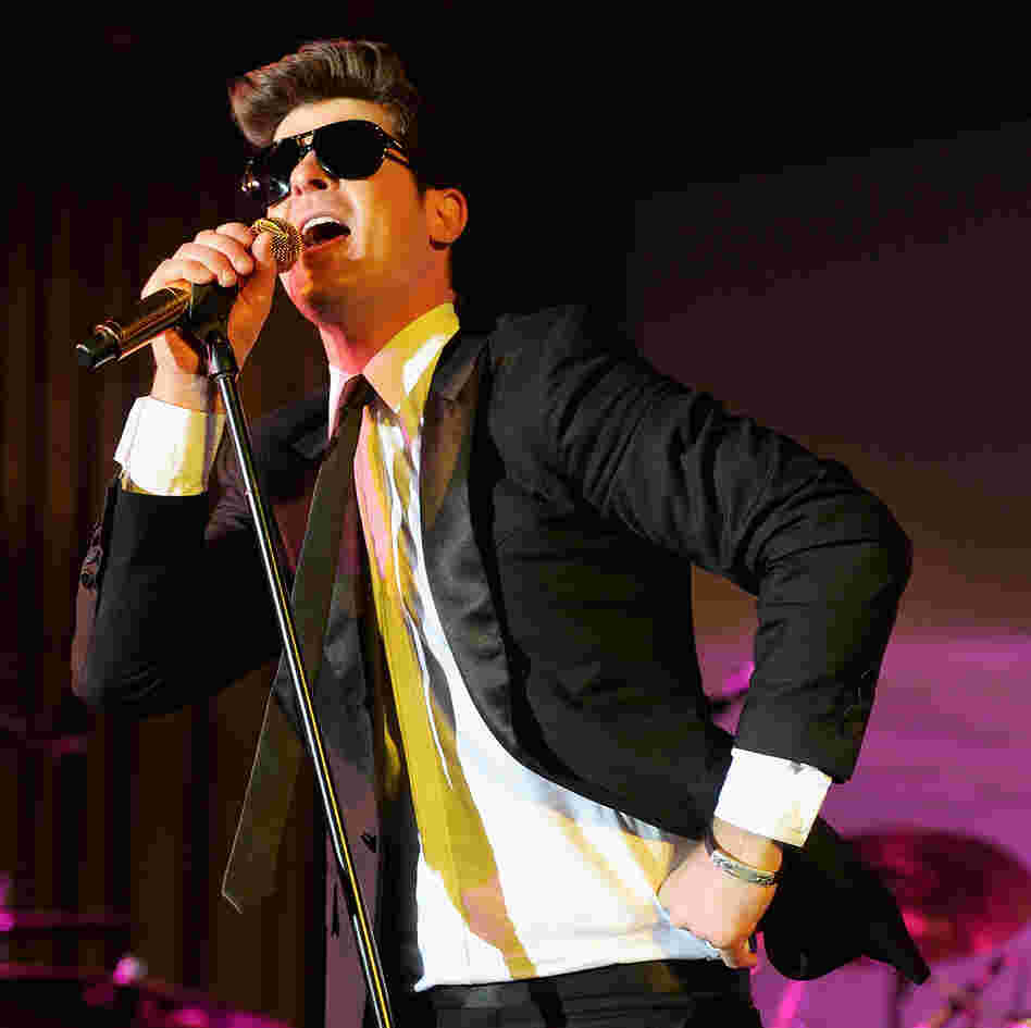Robin Thicke performs in Feburary. His song, "Another Life" leaked on the Internet this summer, but didn't land on the charts.