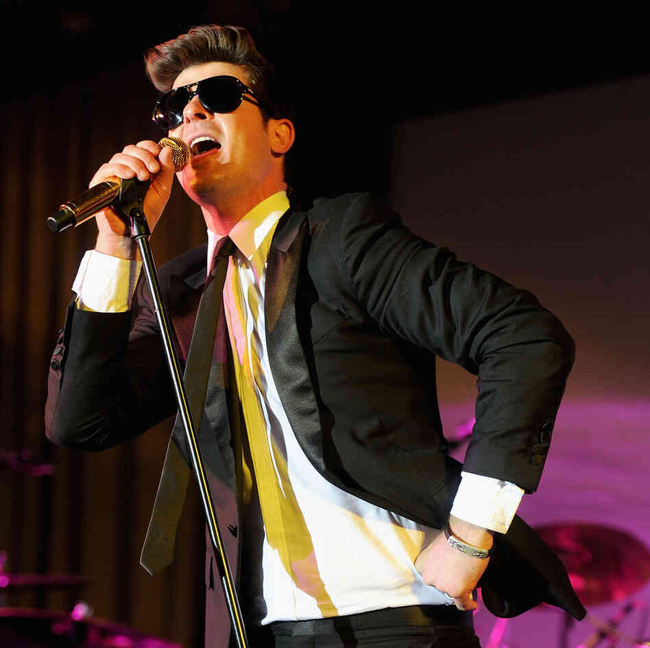 Robin Thicke performs in Feburary. His song, "Another Life" leaked on the Internet this summer, but didn't land on the charts.