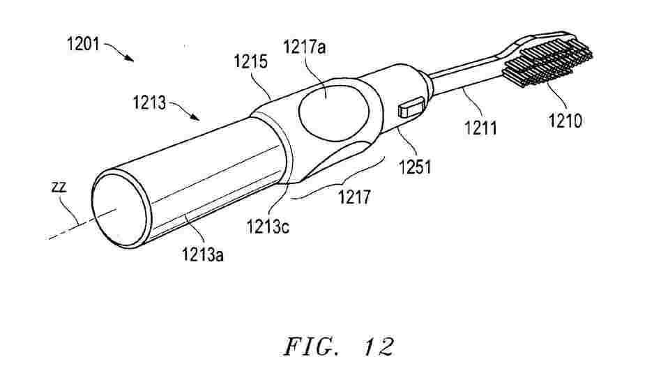 A drawing from Michael Davidson's 2012 patent for "Toothbrush And Method Of Using The Same." A drawing from Michael Davidson's 2012 patent for "Toothbrush And Method Of Using The Same."