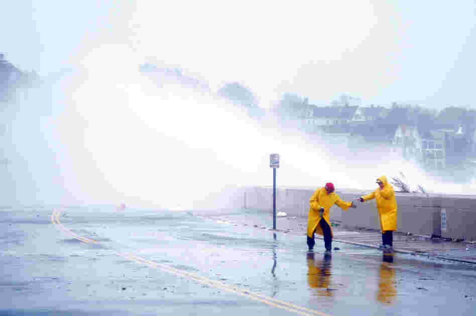 Waves crash over Winthrop Shore Drive in Winthrop as Hurricane Sandy comes up the Massachusetts coast on Oct. 29.