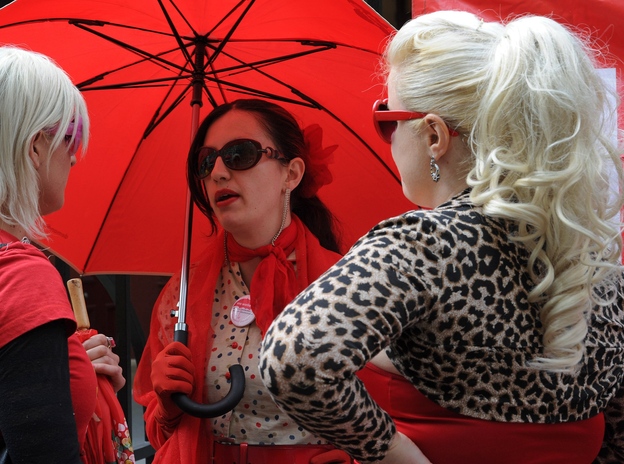 Supporters of the Scarlet Alliance Australian Sex Workers Association demand better legal protections at a rally outside the New South Wales Parliament in September.