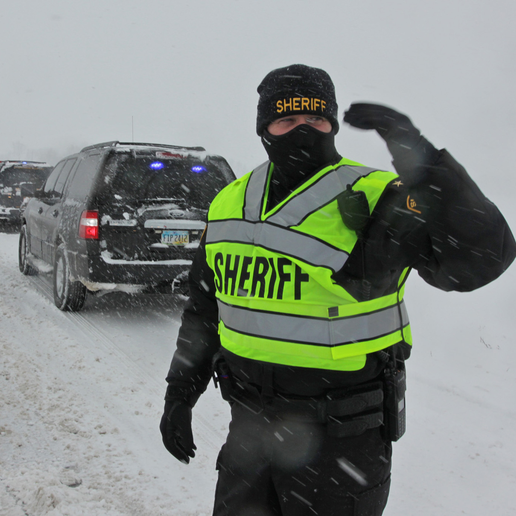 Union County (Ohio) Sheriff Jamie Patton directed traffic around an accident near Marysville on Wednesday, December 26, 2012.