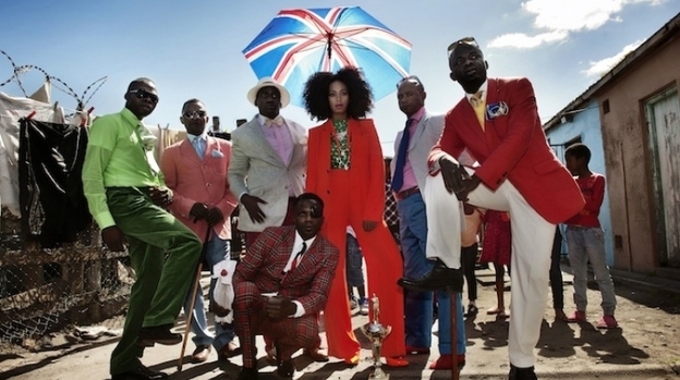 Solange and her Sapeur co-stars in the video for "Losing You." ( )