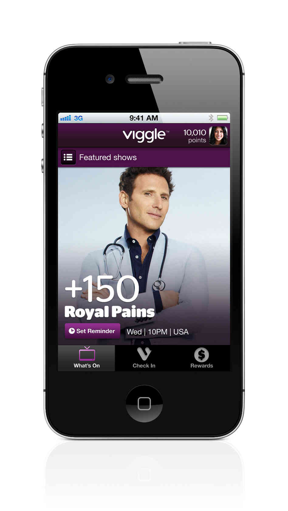 When you tap the screen, Viggle's software for iPhones and iPads listens to what's on, recognizes what you're watching and gives you credit. Rack up a certain number of points, and you'll be rewarded with a gift card from retailers such as Burger King and Starbucks. When you tap the screen, Viggle's software for iPhones and iPads listens to what's on, recognizes what you're watching and gives you credit. Rack up a certain number of points, and you'll be rewarded with a gift card from retailers such as Burger King and Starbucks.