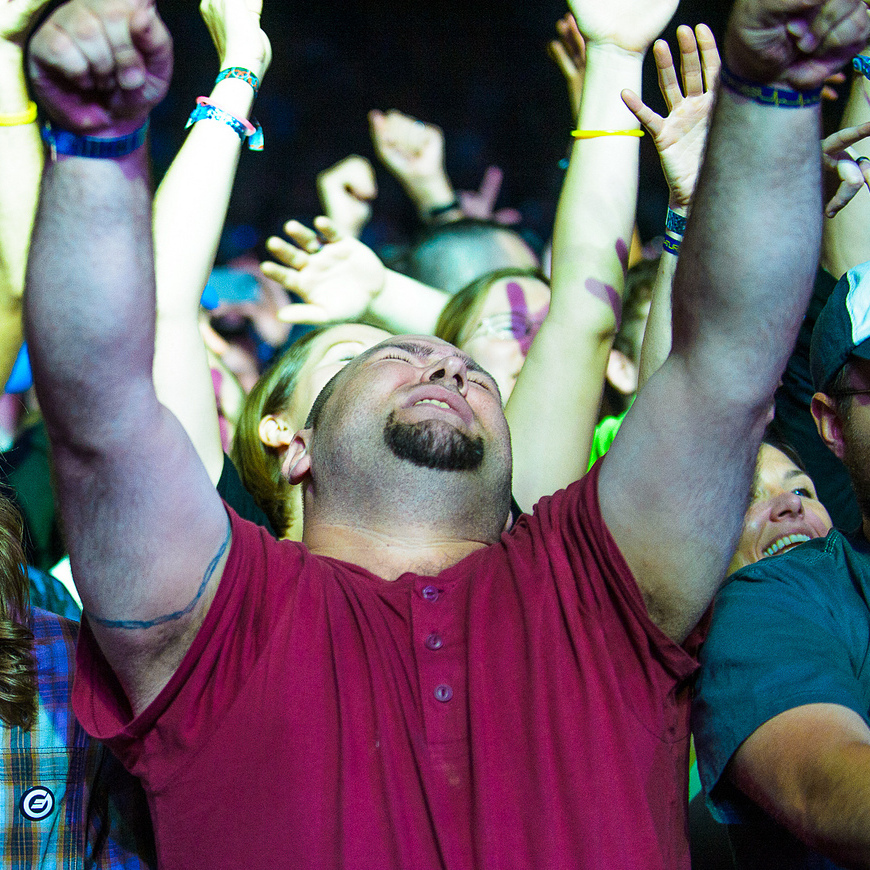The crowd at Orbital's performance at Moogfest in October.