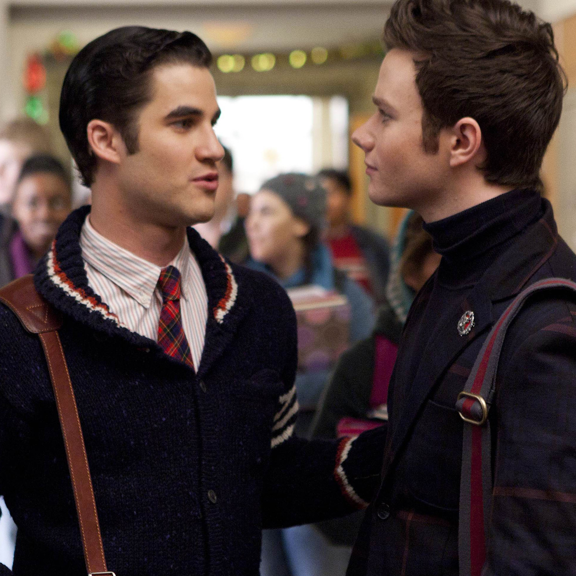 Blaine (Darren Criss) and Kurt (Chris Colfer) navigate the less permanent, but no less terrifying world of high school in Glee.