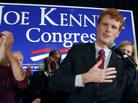 Joseph Kennedy III, son of former Rep. Joseph Kennedy II and grandson of the late Robert F. Kennedy, delivers his victory speech on Nov. 6 in Newton, Mass. Joseph Kennedy III, son of former Rep. Joseph Kennedy II and grandson of the late Robert F. Kennedy, delivers his victory speech on Nov. 6 in Newton, Mass.