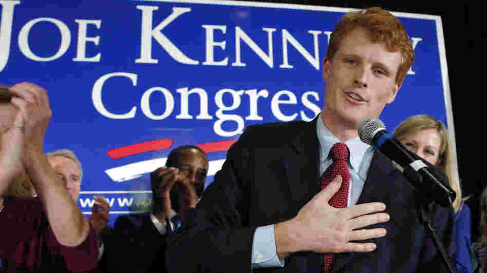 Joseph Kennedy III, son of former Rep. Joseph Kennedy II and grandson of the late Robert F. Kennedy, delivers his victory speech on Nov. 6 in Newton, Mass. Joseph Kennedy III, son of former Rep. Joseph Kennedy II and grandson of the late Robert F. Kennedy, delivers his victory speech on Nov. 6 in Newton, Mass.