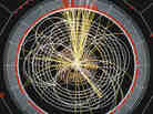 Scientists at the Large Hadron Collider announced the discovery of the Higgs boson on July 4, the long-sought building block of the universe. This image shows a computer-simulation of data from the collider. Scientists at the Large Hadron Collider announced the discovery of the Higgs boson on July 4, the long-sought building block of the universe. This image shows a computer-simulation of data from the collider.