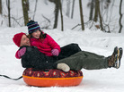 Eric Waite and his 8-year-old daughter Emerson went sliding Thursday in Greenfield, Mass. Eric Waite and his 8-year-old daughter Emerson went sliding Thursday in Greenfield, Mass.