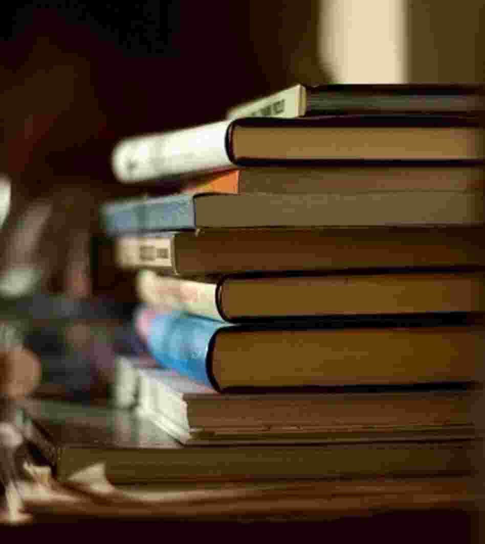 A stack of books. A stack of books.