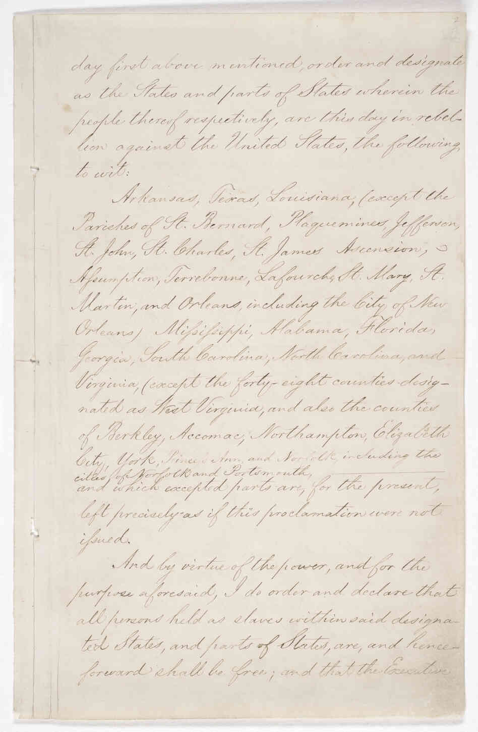 Page 3 of the Emancipation Proclamation.
