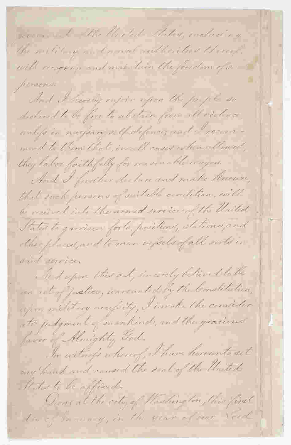 Page 4 of the Emancipation Proclamation.