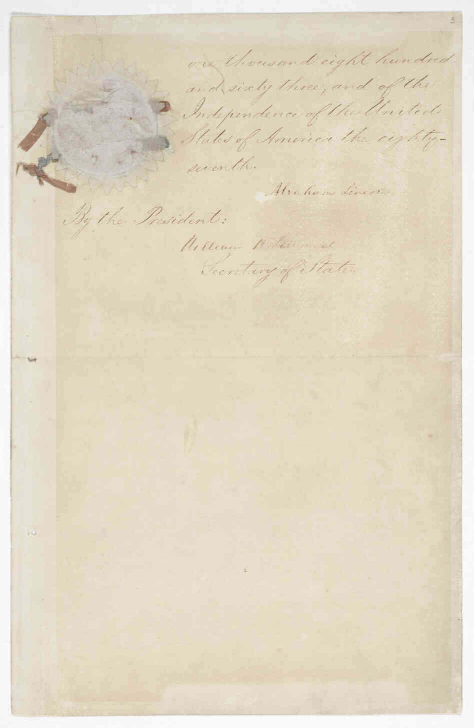 Page 5 of the Emancipation Proclamation.
