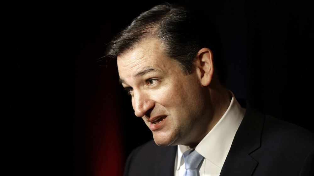 Now Sen.-elect Ted Cruz of Texas answers a question from a television reporter on Nov. 6 in Houston.
