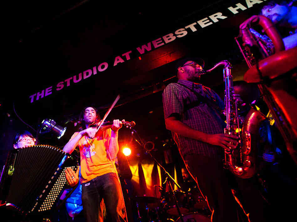 Debo Band performs during globalFEST at New York City's Webster Hall on Jan. 8.