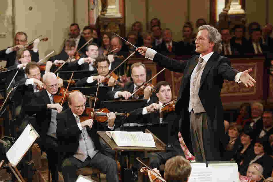 Austrian conductor Franz Welser-Moest and the Vienna Philharmonic Orchestra perform the traditional New Year's Concert on January 1, 2013, at the music association in Vienna.