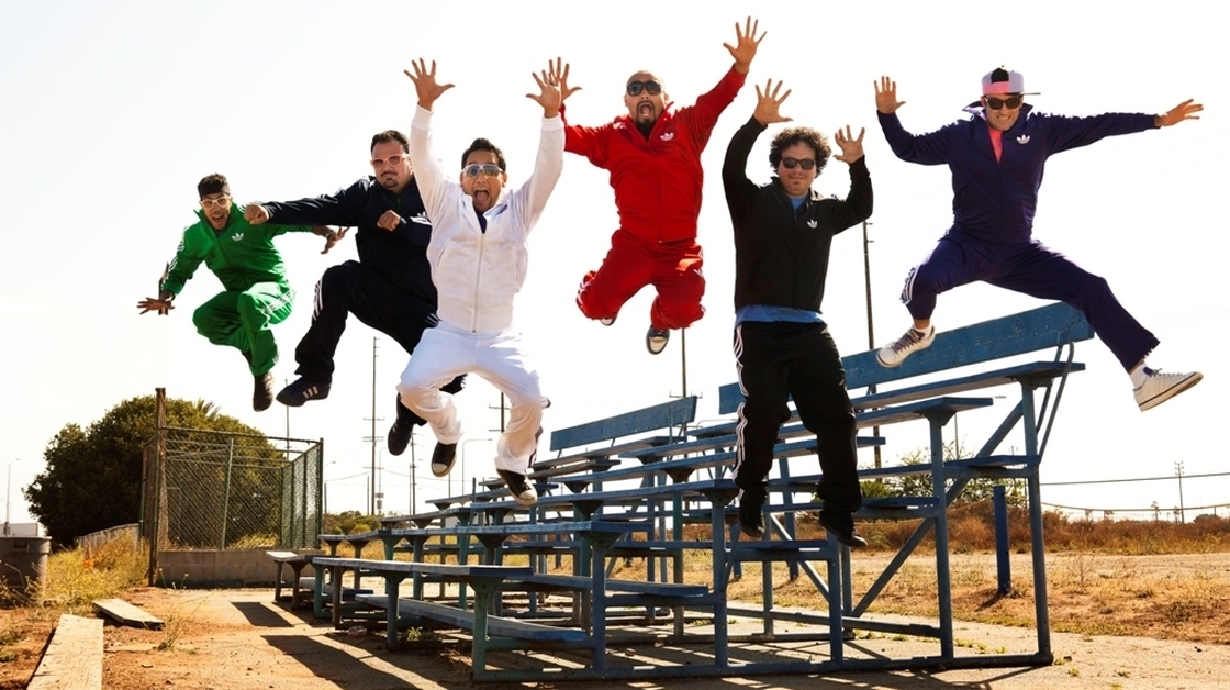 Band members (from left) Justin Poree, Ulises Bella, Jiro Yamaguchi, Raul Pacheco, Asdru Sierra and Wil-Dog Abers.