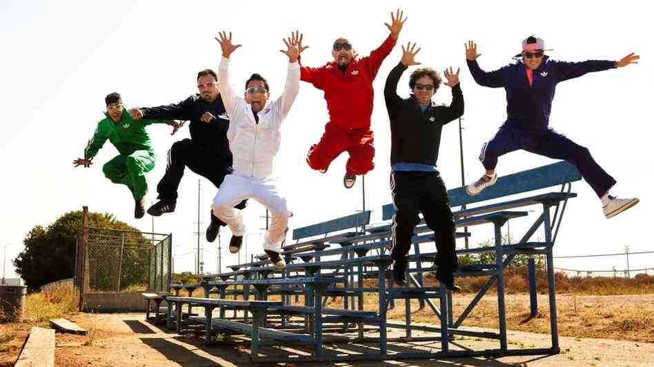 Band members (from left) Justin Poree, Ulises Bella, Jiro Yamaguchi, Raul Pacheco, Asdru Sierra and Wil-Dog Abers.