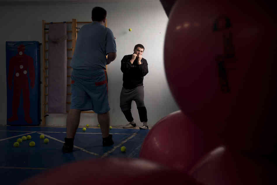 Russian-speaking Israeli immigrants train at a boxing club in Ashdod, a southern Israeli city heavily populated by immigrants from the former Soviet Union.