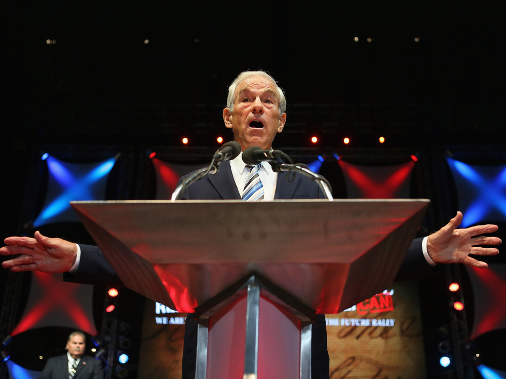 Rep. Ron Paul, R-Texas, speaks at the University of South Florida in Tampa on Aug. 26, 2012.