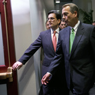 House Speaker John Boehner, R-Ohio (right), and Majority Leader Eric Cantor, R-Va., enter a Republican caucus meeting at the U.S. Capitol on Tuesday.