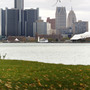 The Detroit skyline as seen from Belle Isle. The Detroit skyline as seen from Belle Isle.