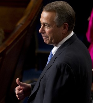A thumbs-up in thanks:  Speaker John Boehner, R-Ohio, on the floor of the House today.