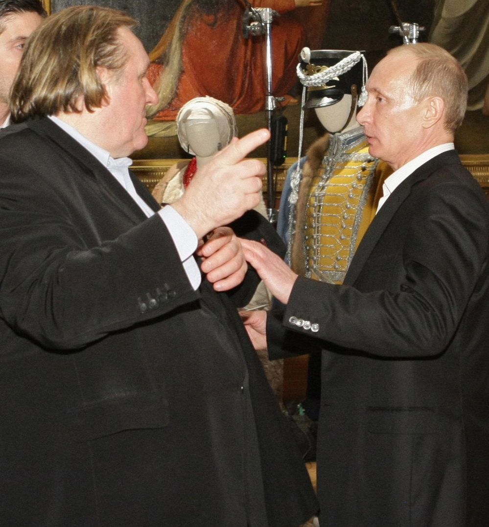French actor Gerard Depardieu (left) and Russian leader Vladimir Putin in St. Petersburg in December 2010.