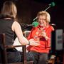 Host Ophira Eisenberg chats with this week's Ask Me Another Very Important Puzzler, Dr. Ruth Westheimer, on stage at The Bell House in Brooklyn, NY. Host Ophira Eisenberg chats with this week's Ask Me Another Very Important Puzzler, Dr. Ruth Westheimer, on stage at The Bell House in Brooklyn, NY.