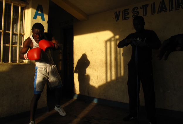 Kedrique Moke, 19, boxes under the name "Tyson." From ages 10 to 15, he was a soldier with the Union of Congolese Patriots, a rebel militia notorious for ethnic massacres, torture and rape. He says he remembers little of it.