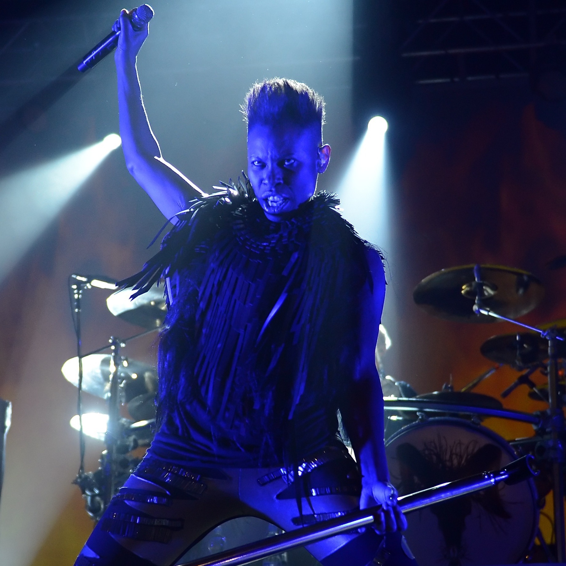 British singer Deborah Anne Dyer (a.k.a. "Skin") of the band Skunk Anansie, performs during a concert in Berlin in 2012.