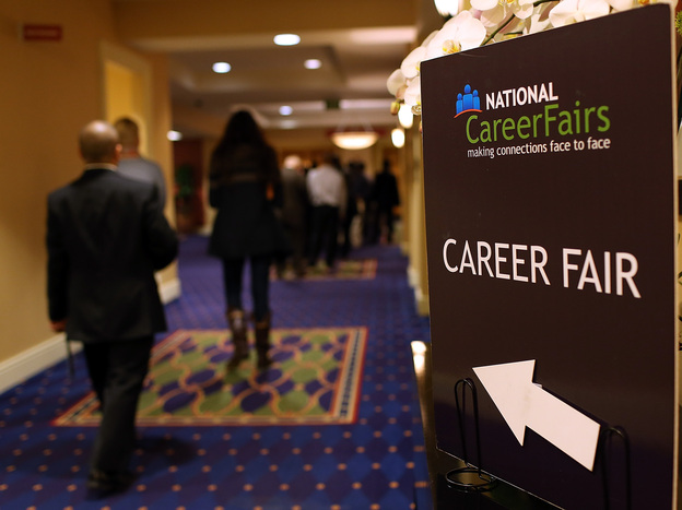 The scene at a job fair in San Mateo, Calif., earlier this year.