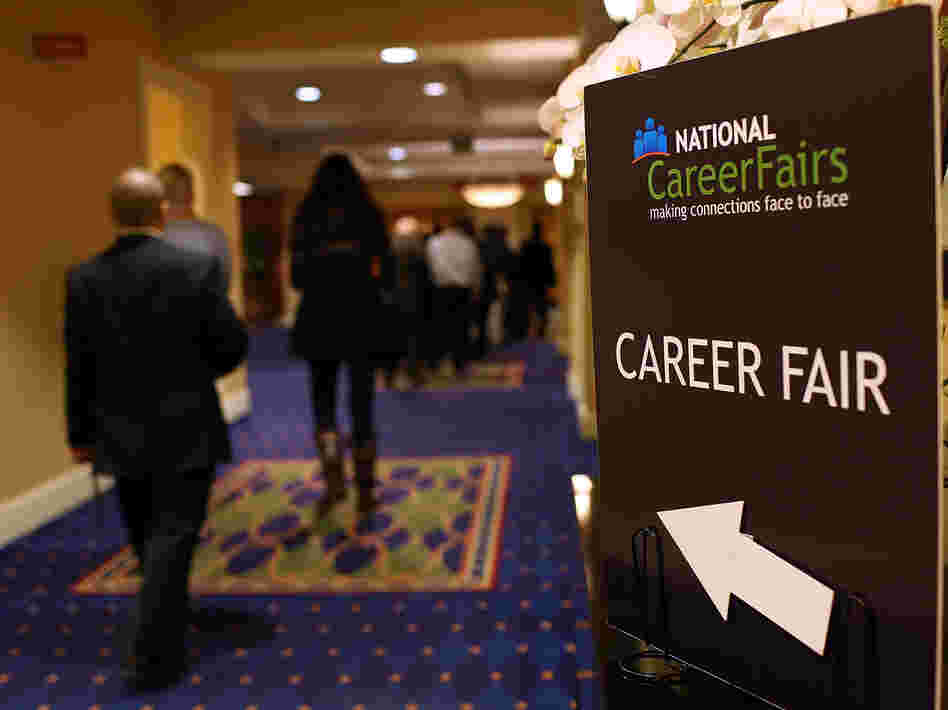 The scene at a job fair in San Mateo, Calif., earlier this year.