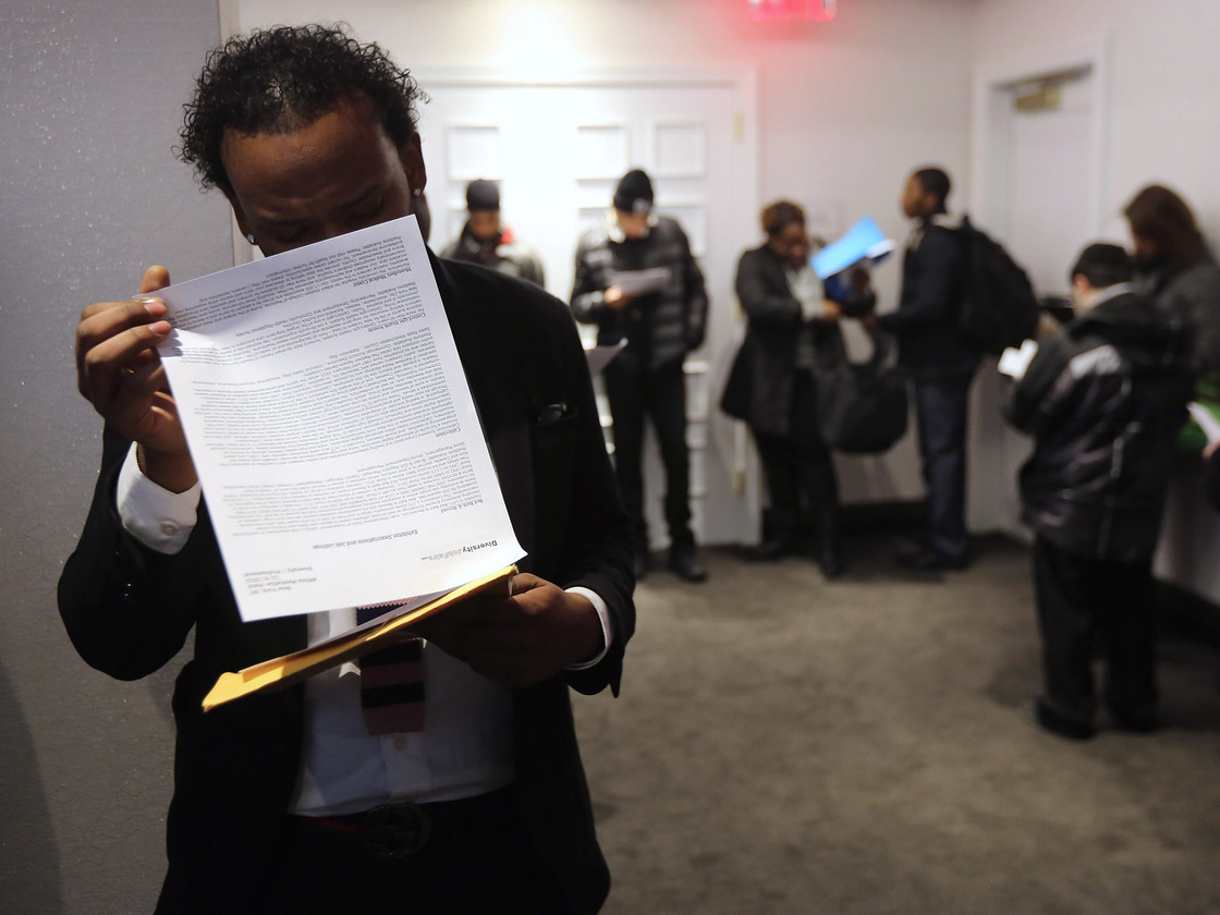 Looking for work: The scene at a "diversity job fair" in Manhattan last month.