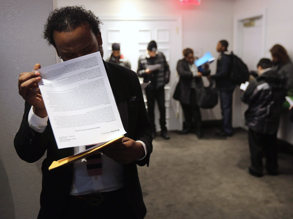 Looking for work: The scene at a "diversity job fair" in Manhattan last month.