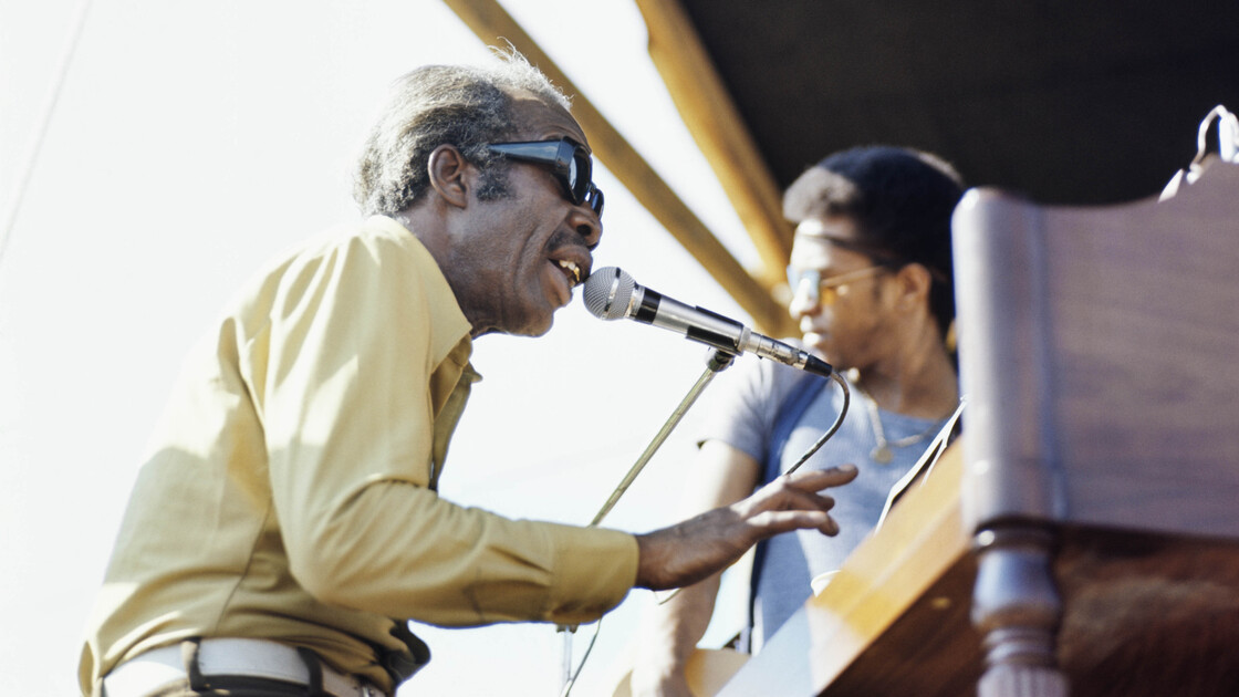 Professor Longhair performs at the New Orleans Jazz & Heritage Festival, circa 1970.