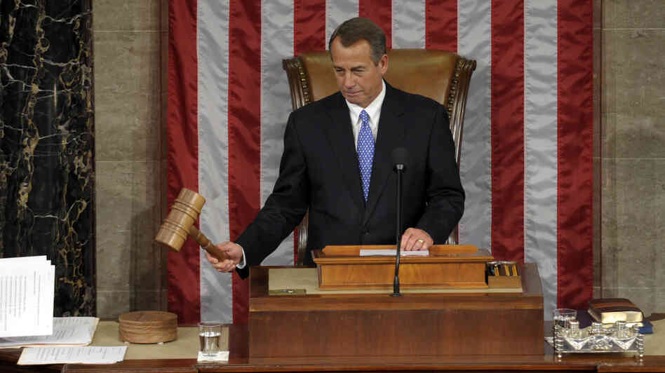 House Speaker John Boehner of Ohio bangs the gavel after being re-elected as House Speaker of the 113th Congress on Thursday on Capitol Hill in Washington.