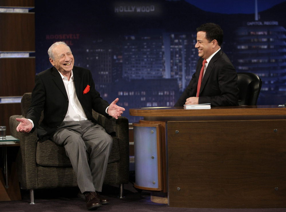 Comedian Jimmy Kimmel interviews Mel Brooks on Jimmy Kimmel Live.