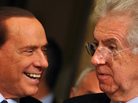 Former Prime Minister Silvio Berlusconi (left) has returned to Italy's political scene in advance of next month's election. Also in the race is the current Prime Minister Mario Monti (right). They are shown here in November 2011 as Monti took over for Berlusconi. Former Prime Minister Silvio Berlusconi (left) has returned to Italy's political scene in advance of next month's election. Also in the race is the current Prime Minister Mario Monti (right). They are shown here in November 2011 as Monti took over for Berlusconi.