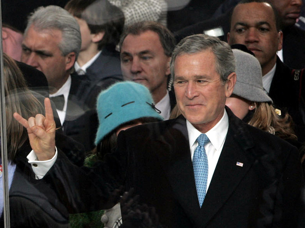 What's so odd about President Bush giving the "Hook 'em, 'horns" salute of the University of Texas Longhorns during the inaugural parade in 2005? Nothing, unless you were in Norway, where people thought his gesture was a salute to Satan. What's so odd about President Bush giving the "Hook 'em, 'horns" salute of the University of Texas Longhorns during the inaugural parade in 2005? Nothing, unless you were in Norway, where people thought his gesture was a salute to Satan.