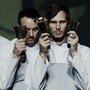 Pantha Du Prince (center), flanked by members of The Bell Laboratory.