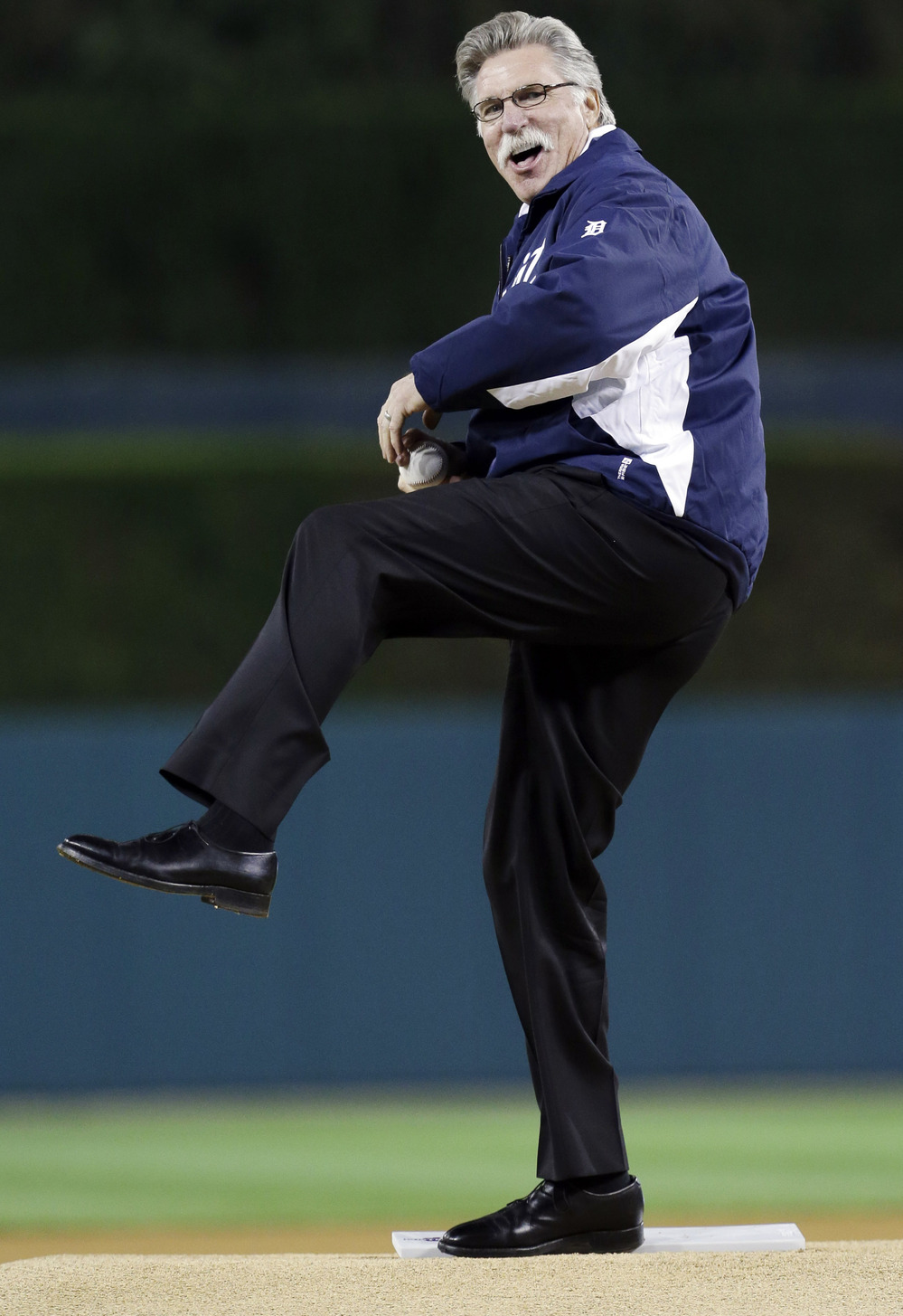 Former Detroit Tigers pitcher Jack Morris throws out the ceremonial first pitch before Game 3 of the American League Championship Series between the Detroit Tigers and New York Yankees on Oct. 16. Morris is a candidate for the National Baseball Hall of Fame this year.