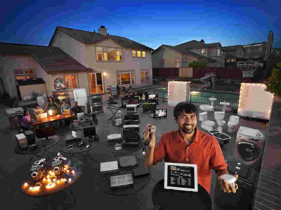 Shwetak Patel (foreground), a MacArthur Fellow, recognized that every device in a home has a unique signature that can be used to track energy usage. The data collected by Patel's system showed that digital video recorders were responsible for 11 percent of this home's power use, just one example of The Human Face of Big Data.