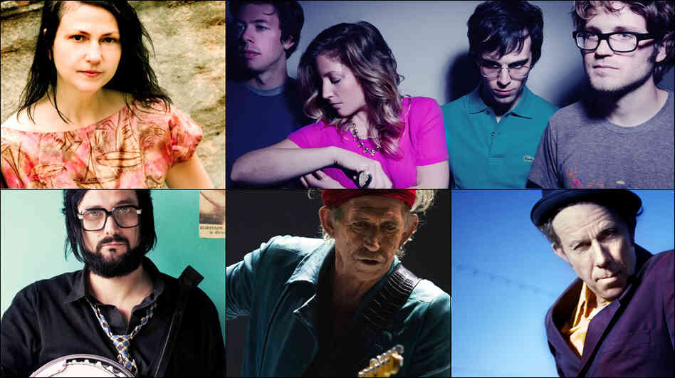 Clockwise from upper left: Lisa Germano, Ra Ra Riot, Tom Waits, Keith Richards, Blaudzun. Clockwise from upper left: Lisa Germano, Ra Ra Riot, Tom Waits, Keith Richards, Blaudzun.