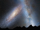 An illustration shows the Earth's night sky 3.75 billion years from now, with the Andromeda galaxy (left) beginning to distort our own Milky Way as the two collide. While galactic collisions are eye catching, could something bigger be just over the horizon? An illustration shows the Earth's night sky 3.75 billion years from now, with the Andromeda galaxy (left) beginning to distort our own Milky Way as the two collide. While galactic collisions are eye catching, could something bigger be just over the horizon?